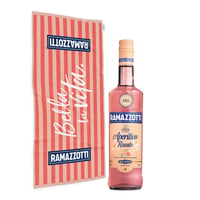 PACK RAMAZZOTTI + TOALLA N°1: 1x Licor Aperitivo Ramazzotti Rosato 700cc + 1x Toalla Ramazzotti Rosato