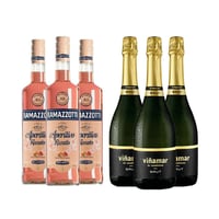 PACK RAMAZZOTTI VIÑAMAR: 3x Licor Aperitivo Ramazzotti Rosatto 700cc + 3x Espumante Viñamar Charmat Brut 750cc