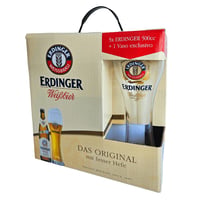 Pack Regalo Cerveza 5x Erdinger Weissbier 500cc + 1x Vaso 500cc