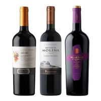 PACK RESERVA Nº1 (Cabernet): Vino Santa Ema Barrel Reserve Cabernet Sauvignon / Merlot 750cc + Vino Castillo de Molina Cabernet Sauvignon 750cc + Vino Misiones de Rengo Reserva Cuvee Cabernet Sauvignon 750cc
