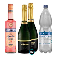PACK SPRITZ PERFECTO N°13 1x Licor Aperitivo Ramazzotti Rosato 700cc + 2x Espumante Viñamar Charmat Brut 750cc + 1x Agua Mineral Cachantun Con Gas 1.6 Litros