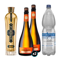 PACK SPRITZ PERFECTO N°15 1x Saint Germain Licor de Flores de Sauco 750cc + 2x Espumante Undurraga Brut + 1x Agua Mineral Cachantun Con Gas 1.6 Litros
