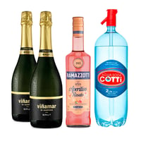 PACK SPRITZ PERFECTO (RAMAZZOTTI - VIÑAMAR): 1x Licor Aperitivo Ramazzotti Rosatto 700cc + 2x Espumante Viñamar Charmat Brut 750cc + 1x Agua Soda Cotti 2 Litros