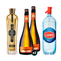 PACK SPRITZ PERFECTO (SAINT GERMAIN - UNDURRAGA): 1x Saint Germain Licor de Flores de Sauco 750cc + 2x Espumante Undurraga Brut 750cc + 1x Agua Soda Cotti 2 Litros