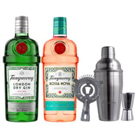 PACK TANQUERAY: 1x Gin Tanqueray Boosa Nova 700cc + 1x Gin Tanqueray 700cc 43.1ºalc.+ 1x Coctelera Tanqueray