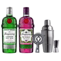 PACK TANQUERAY: 1X Gin Tanqueray Royale 700cc + 1x Gin Tanqueray 700cc 43.1ºalc. + 1X Coctelera Tanqueray