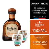 Pack Tequila Don Julio - Reposado 750ml + 2 Vasos Catrina