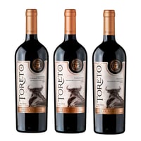 PACK TORETO GRAN N°1: 1x Vino Toreto Gran Reserva Carmenere 750cc + 1x Vino Toreto Gran Reserva Cabernet Sauvignon 750cc + 1x Vino Toreto Gran Reserva Merlot 750cc