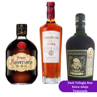 Pack Trilogía Ron Extra Añejo Venezuela - Pampero + Santa Teresa + Diplómático - 750ml