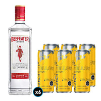 PACK TROPICAL GIN N°1:  6x Bebida Energética Red Bull Yellow Edition en Lata 250cc + Gin Beefeater 750cc 40º alc.