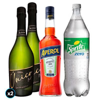 PACK ÚNICO: 2X Espumante Opera Único Brut 750cc + 1X Licor Aperitivo Aperol 750cc + 1X Bebida Sprite Sin Azúcar 1.5 L