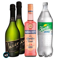 PACK ÚNICO: 2X Espumante Opera Único Brut 750cc + 1X Licor Aperitivo Ramazzotti Rosato 700cc + 1X Bebida Sprite Sin Azúcar 1.5 L