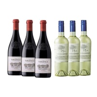 PACK VINOS MIX Nº2: 3x Vino Tarapacá Gran Reserva Carmenere 750cc + 3x Vino Casas del Bosque Reserva Sauvignon Blanc 750cc