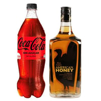 Pack Whiskey American Honey Wild Turkey 750cc + Bebida: Whiskey American Honey Wild Turkey 750cc + Coca Cola Zero Azúcar 1.5 L