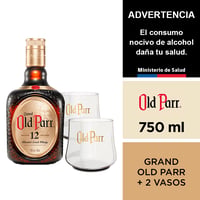 Pack Whisky Grand Old Parr 750 Ml. + 2 Vasos.