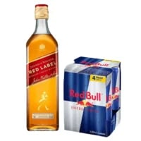 Pack Whisky Johnnie Walker Red Label 750cc + 4 Red Bull Regular 250cc