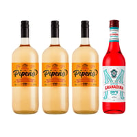 Pack x3 Vino Pipeño 1.5lt + Jarabe de Granadina Mitjans Zero Azucar 900cc