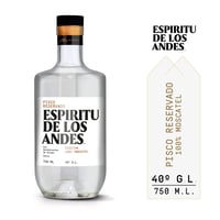 Pisco Espíritu de los Andes botella 750 cc