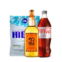 Pisco Tres Erres 35° 750cc + Coca Cola Light 1.5l + Hielo 2kg