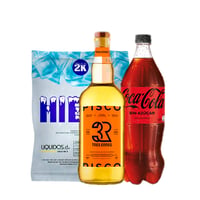Pisco Tres Erres 35° 750cc + Coca Cola Zero 1.5l + Hielo 2kg