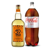 Pisco Tres Erres 35° Botella 1lt + Coca Cola Light 3lt