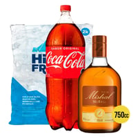 Promo Pisco Mistral Nobel 750cc + Coca Cola 3lt + Hielo 2kg