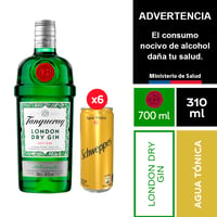 Tanqueray 700 Ml. + Schweppes Agua Tónica 6 X 310 Ml.