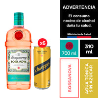 Tanqueray Bossanova 700 Ml. + Schweppes Agua Tónica Sin Azúcar 6 X 310 Ml.