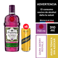 Tanqueray Dark Berry Royale 700 Ml. + Schweppes Tónica Sin Azúcar 6 X 310 Ml.