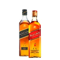 Whisky Johnnie Walker Etiqueta Negra + Etiqueta Roja 750cc