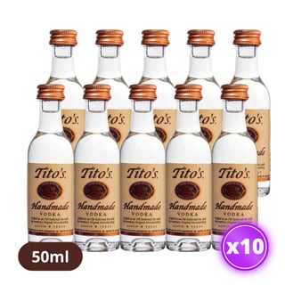 10x Miniatura Vodka Tito's - 50ml (plástico)