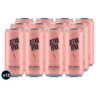 12x Bebida Premium Selva Viva Vodka Pomelo 310cc