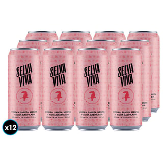 12x Bebida Premium Selva Viva Vodka Sandía Menta 310cc