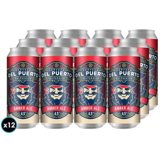 12X Cerveza Del Puerto Amber Lata 473 CC 4.5° GL
