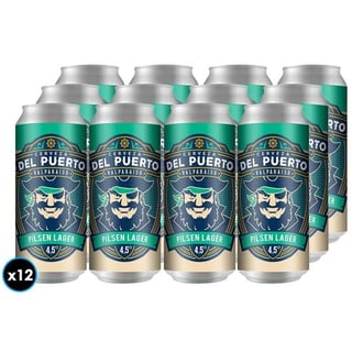 12X  Cerveza del Puerto Pilsen Lager Lata 473 cc 4.5° GL