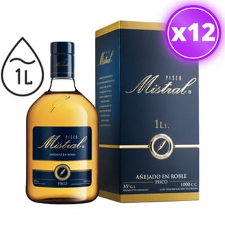 12x Pisco Mistral 35° - 1 Litro