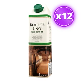 12x Vino Bodega Uno Tetra - Blanco - 1 Litro