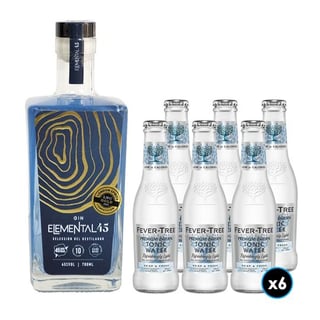 1x Gin Elemental 45 700cc 45º alc.+ 6x Agua Tónica Fever Tree Indian Naturally Light 200cc