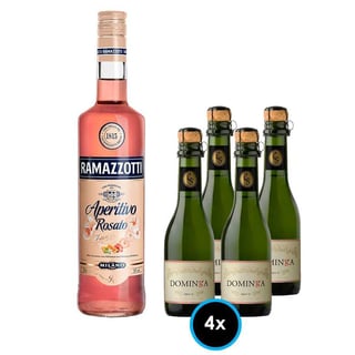 1x Licor Aperitivo Ramazzotti Rosatto 700cc + 4x Espumante Casa Silva Dominga Brut 375cc
