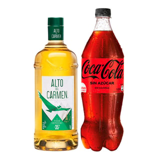 1x Pisco Alto del Carmen 35º alc. 1 Litro + 1x Coca Cola Sin Azúcar 1,5 Litros