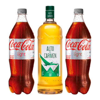 1x Pisco Alto del Carmen Especial 1,5 lts. 35º alc. + 2x Coca Cola Light 1,5 Litros