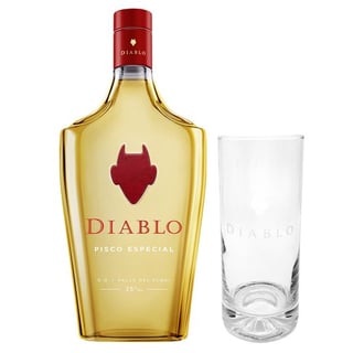 1x Pisco Diablo 1 Litro 35° alc. + 1x Vaso Diablo