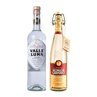 1x Pisco ValleLuna Doble Destilado 750cc 40° alc. + 1x Pisco Horcón Quemado 1 Año 645cc 35º alc.