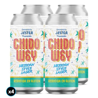 4x Cerveza Jester Chido Wey Mexican Lager con Maiz en Lata 473cc	