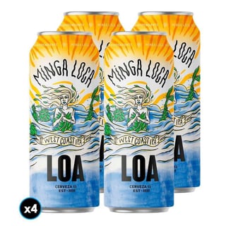 4x Cerveza Loa Minga Loca West Coast IPA 470cc