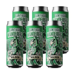 6x Cerveza Del Puerto Santiago Wanderers Pilsen - Lata 473cc