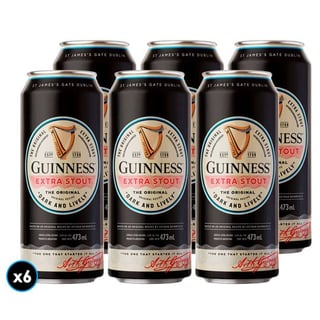 6x Cerveza Guinness Extra Stout Lata 473cc