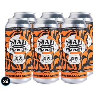 6x Cerveza Mad Charlie's American Amber Ale Lata 473cc