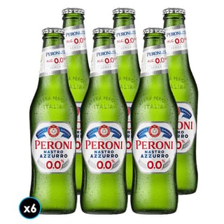 6x Cerveza Peroni Nastro Azzurro Sin Alcohol Botella 330cc