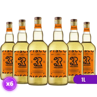 6x Pisco Tres Erres 35° - Especial Doble Destilado - 1L